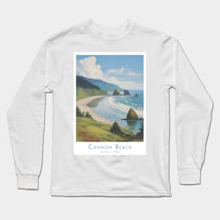 Cannon Beach, Oregon - Vintage Travel Poster Long Sleeve T-Shirt